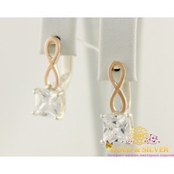 Серебряные серьги с золотом Бесконечность 054610